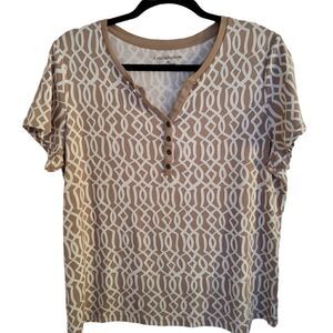 Croft & Barrow Patterened Short Sleeve V-Neck Tee Size XL